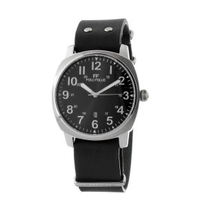 Folli Follie Black Leather Dress Watch