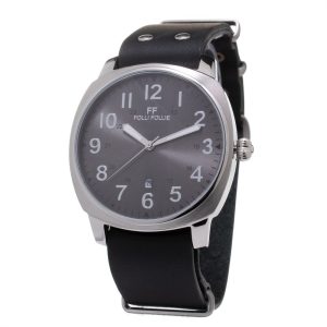 Folli Follie Black Leather Dress Watch