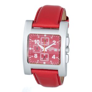 Chronotech Red Leather Dress Watch