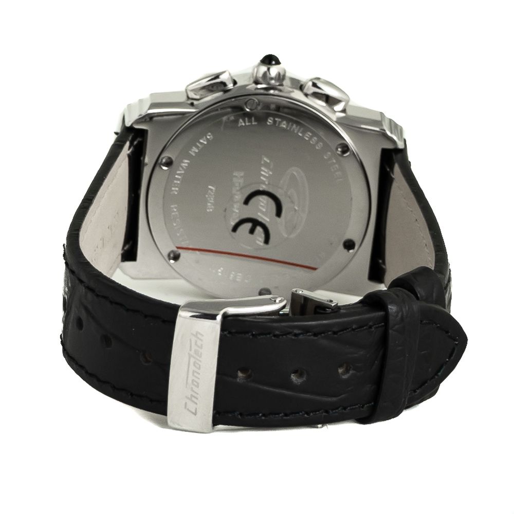 Chronotech Black Leather Dress Watch - Image 2