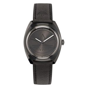 Adidas Black Leather Dress Watch