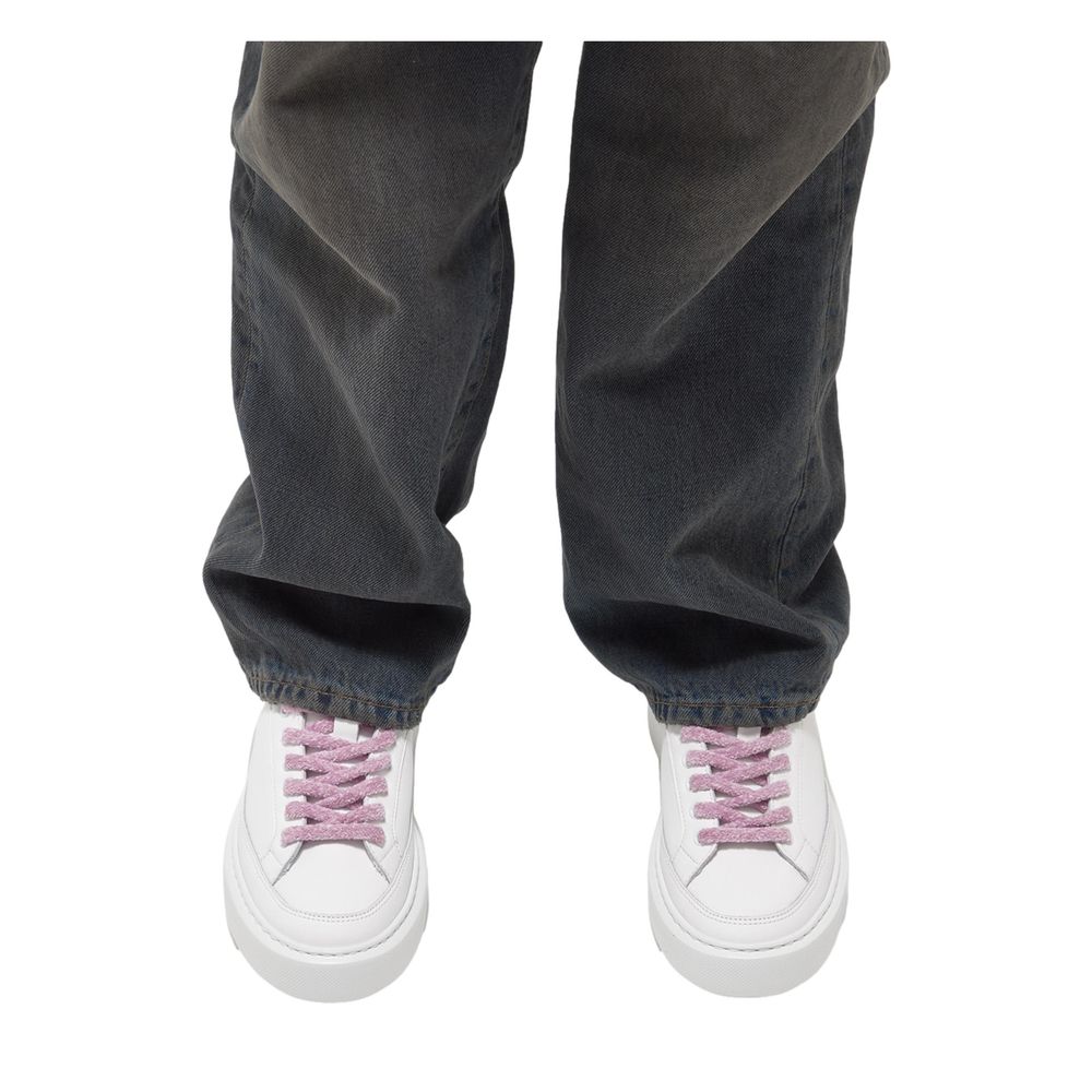 D.A.T.E Beige Leather Sneaker - Image 4