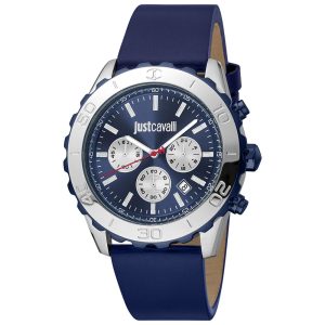 Just Cavalli Blue Leather Sport Watch