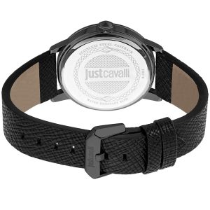 Just Cavalli Black Leather Dress Watch