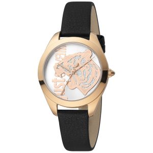 Just Cavalli Black Leather Dress Watch