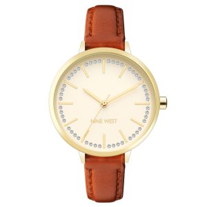 Nine West Brown Leather Dress Watch
