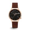 Komono Red Leather Dress Watch