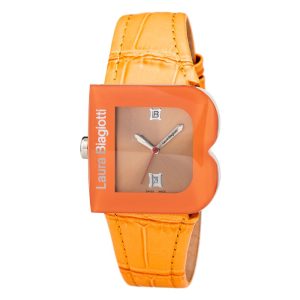 Laura Biagiotti Orange Leather Dress Watch